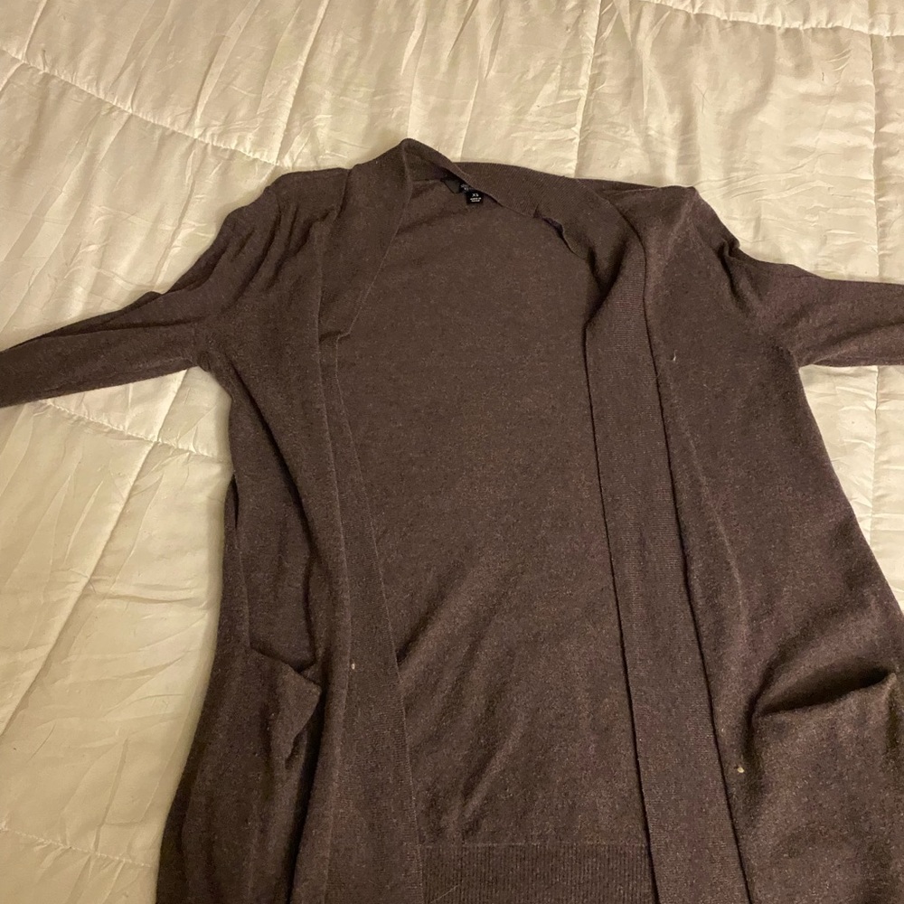 Long sleeve dark purple cardigan from Vera Wang. Size XS
